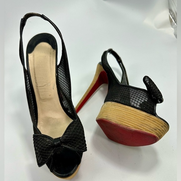 christian louboutin fishnet bow heels size 11.5 - Picture 11 of 14